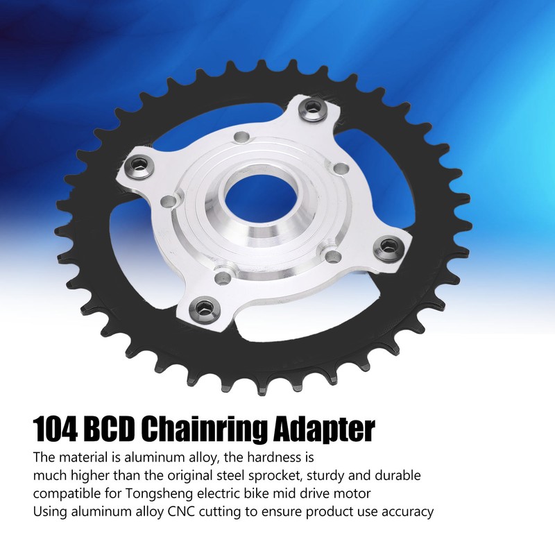 38T 104 BCD Electric Bike Chainring and Adapter Aluminum Alloy