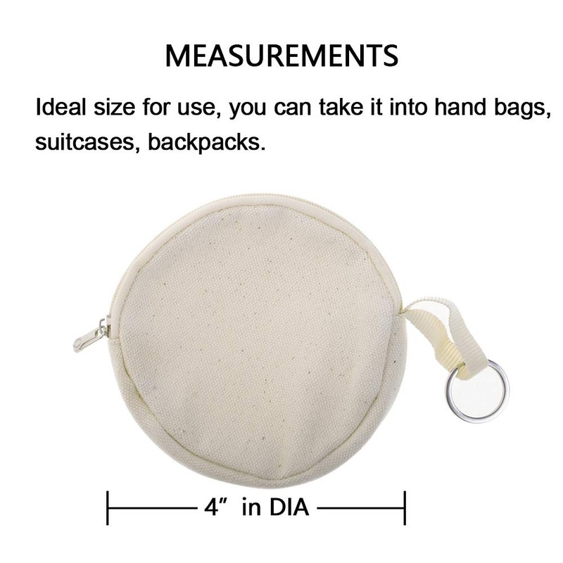 Muka 6-Pack Round Keychain Pouch, Natural Cotton Canvas Ear Bud