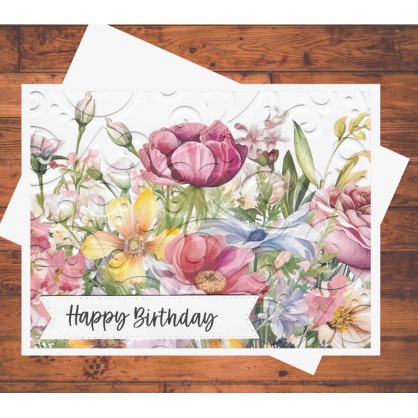 Handmade Watercolor Embossed Garden Flowers A2 DIY Handmade Card Kit