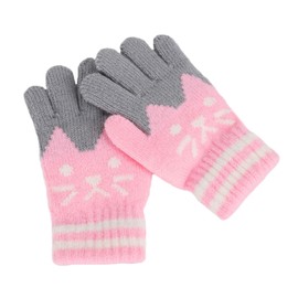 Children's Warm Winter Gloves / Mittens with Plush Lining, Cute Ski Gloves, 3 - 8 Years Old, for Skiing / Snowboarding / Playing / Running, pink