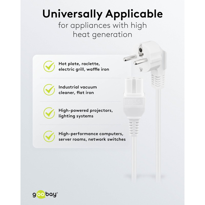 Goobay 30370 Warming Device Cable with C15 Socket Power Cable