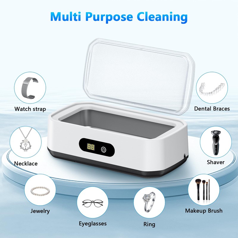 PKBD 50kHz 650ML Large Capacity Ultrasonic Jewelry Cleaner, White&Black