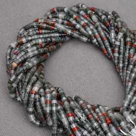 BONNY BOXX 150PCs Natural African Bloodstone Spacer Beads, Loose Semi Precious Flat Round Gemstone Heishi Disc Stone Beads for Beading Jewelry Making 4mm*2mm