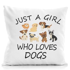 NATSUNO Dog Pillow Cover,Just a Girl Who Loves Dogs,Dog Throw Pillow Covers 18x18,Dog Decor Pillow Cover,Gifts for Dog Lover,Dog Decorate Pillow Covers for Cushion Bed
