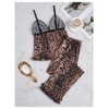 GORGLITTER Women's 2 Piece Cheetah Leopard Mesh Pajama Set Bow