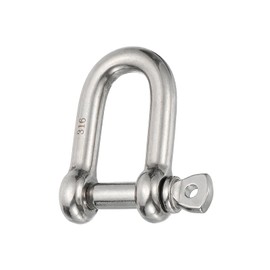 PATIKIL Screw Pin Shackle 10mm 3/8" 1100lb, 316 Stainless Steel Forged D Shackle Marine Grade for Chains Wire Rope Outdoor, Silver