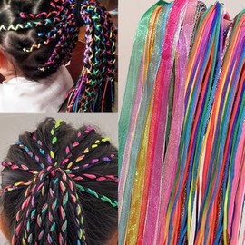 72Pcs Colorful Hair Wrap String For Braids Gradient Color Band Assorted Rainbow Braiding Hair Tie for Women Girls DIY Ponytail Braids Styling Accessor