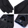 MGGMOKAY Men's Leather Car Gloves Touchscreen Leather Gloves Unlined, Black-Blue