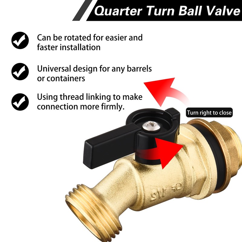 Brass Water Container Rain Barrel Faucets Lead-Free Compliant Spigot Bulkhead