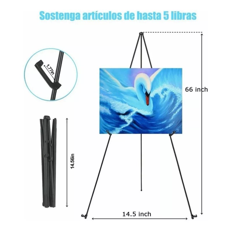 Ezzyso Caballete Plegable Instantáneo De 168cm Portátil Arte Pintar