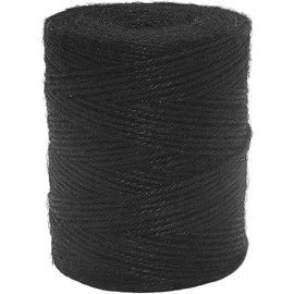 Vivifying - Cordel de yute negro de 656 pies, cordón de yute natural de 2 mm para manualidades, envoltura de Halloween, jardín (negro)