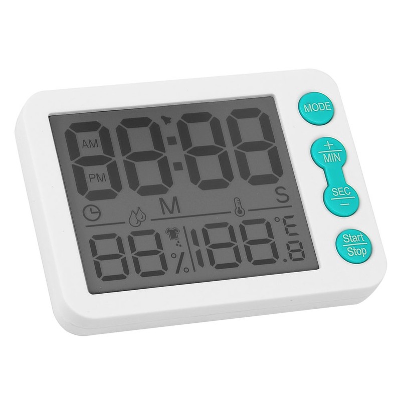 TS‑9606 Multifunctional Indoor Thermometer Hygrometer Clock Temperature and Humidity MeterWhite