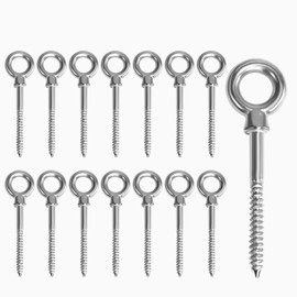 ZLLZPZD Pack of 15 Eye Bolts | Eye Bolt M6 | Eye Bolt M6 x 60 mm | Eye Bolt M6 | Eye Bolts | Screw Hook | Eye Screw 304 Stainless Steel Sharp Tip