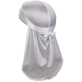 Miracroute Du Rug, Glossy Fabric, Durag Hip-Pop, Dance, Du-Rag, Red, Hiphop Costume, white