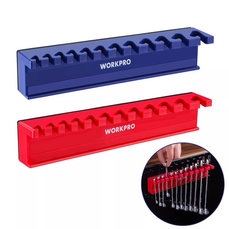 WORKPRO 2-Piece Magnetic Wrench Organizer Wrench Rack Tool Trays SAE&Metric