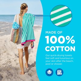Kaufman - Colorful Racing Striped Beach & Pool Towel - Extra Large Beach Towel - Soft & Absorbent 100% Cotton Towels - Assorted Colors - 30" x 60" (2-Pack)