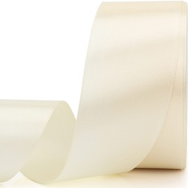 Nsilu Nsilu 25 Yards 1-1/2 inches Wide Satin Ribbon Suitable for Wedding, Party and Gift Box Packaging Ribbon (Rice White, 1-1/2")