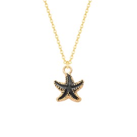 Dreuyet Starfish Necklaces for Women Dainty Alloy Enamel Ocean Starfish Pendant Necklaces Cute Tiny Summer Beach Necklace Jewelry Gifts for Best Friend (black)