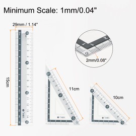 HARFINGTON 8piece Ruler Set 15cm Straight Ruler Protractor Triangle Measuring Tool with Wavy Line for Classrooms Home Office, Grey