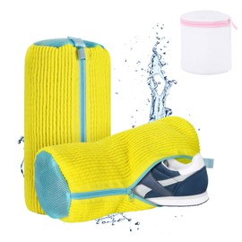 Ninonly Shoe Wash Bag, Washing Machine, Pack of 2, Shoes Wash Bag for Washing Machine with 360° Cleaning Fluff, Reusable Wash Bag, Shoes, Laundry Bag, Multi Protection for Shoes, Trainers, Yellow