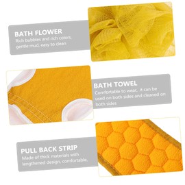 PACKOVE 3Pcs Bath Scrubber Kit Long Back Towel Exfoliating Shower Gloves for Skin Cleansing Comfortable Durable Reusable Bath Accessories for Women Ginger