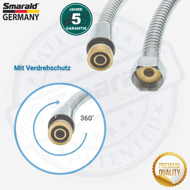 Shower Hose Bidet Reinforced Hose 2 m Stainless Steel 1/2