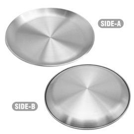 Hoypeyfiy 5Pcs 20cm Stainless Steel Dinner Plates, Unbreakable Round Dinner Plate, 8 Inch Rust Resistant Metal Plates for Camping Barbecue Picnics and Outdoor Use (Silver)