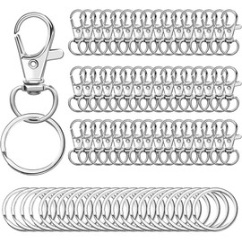 100 Argollas para Llaveros de Acero Inoxidable,50Ganchos Giratorios+50Aros Grandes de 25mm,Aros para llaveros,Ganchos para llaveros,Kit Profesional para DIY Manualidades,Bisutería y Llaveros Mayoreo