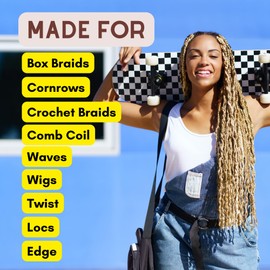 Long-Lasting Twist and Lock Hair Styling Gel - BLACK - Edge Control, 24-Hour Superior Hold, Flake-Free, Nourishes and Repairs - Pro Growth, For All Hair Types