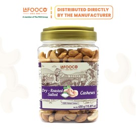 LAFOOCO Dried - Roasted Salted Cashews, No Oil, 100% Natural, Healthy, Vegan Snacks, Great Gift, Resealable Jar, Halal, BRCGS (15.87 oz)