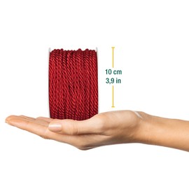 Halbach Seidenbänder Premium Cord (Red), Width 4 mm, Length 25 m, Made in Germany and Oeko-Tex Certified, Shiny Satin Cord Made of Acetate