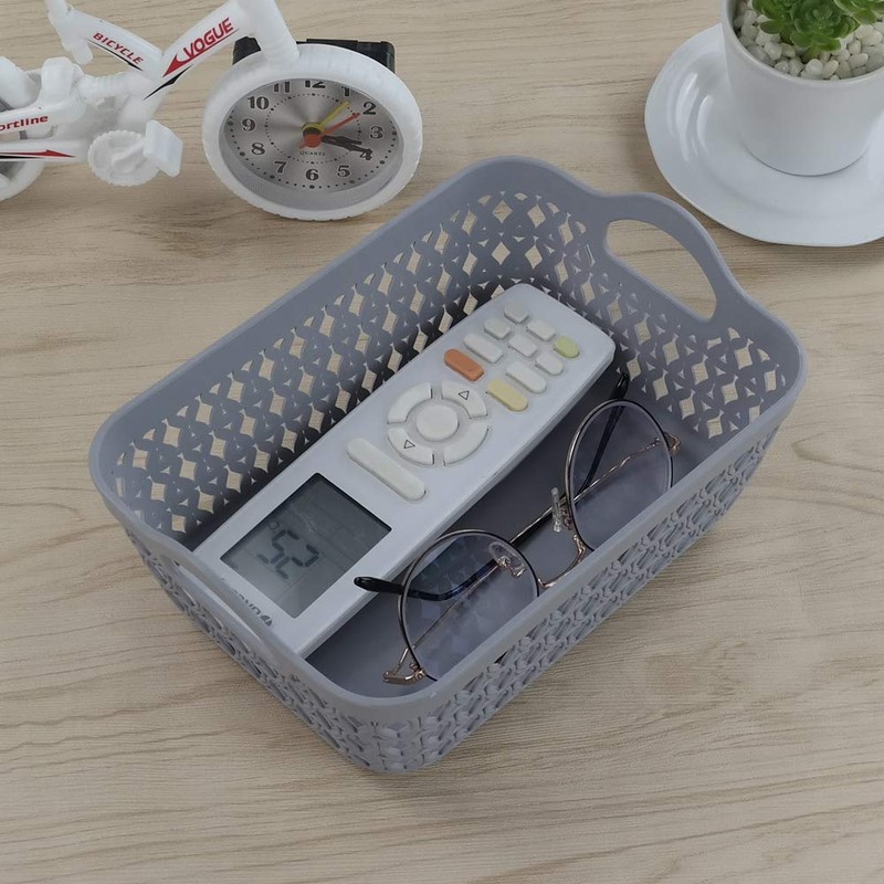 Dynko Plastic Storage Basket, Bathroom Basket, Household Basket, Grey, Pack