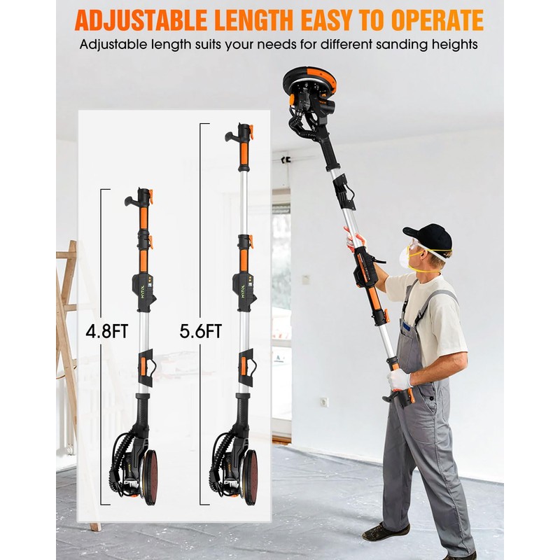 MYTOL Electric Drywall Sander with Vacuum Dust Collection, Variable Speed,