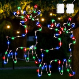 BYZESTY Christmas Lighting Window, 2 Pieces Christmas Decoration Window Illuminated, Illuminated LED Window Decoration, 120 LED Reindeer Illuminated, Illuminated Reindeer Christmas Decoration