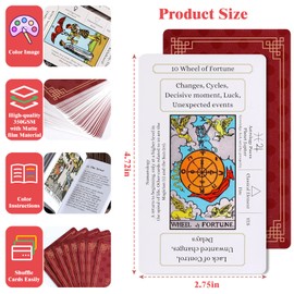 Erbacan Beginner Tarot Cards Deck with Meanings on Them-Tarrot Deck with Guidebook(Free Soft Velvet Pouch Bag)
