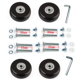 F-ber Luggage Suitcase Wheels with ABEC 608zz Bearings, 45mm Inline Outdoor Skate Replacement Wheels, One Set of 4 Wheels (Black, OD45mm x H18mm x ID6mm/1.77" x 0.7" x 0.24")