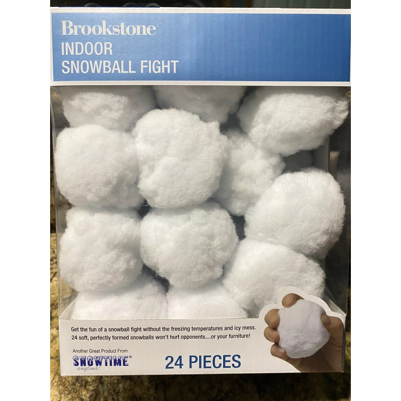 Brookstone Indoor Snowball Fight - 24 Soft White Snowballs No