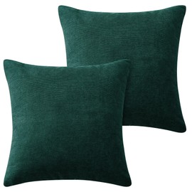 Hafaa Cushion Covers 45 x 45 cm Pack of 2 Emerald Cushions Decorative Stripe Throw Pillow Cases Soft & Fluffy with Invisible Zipper for Living Room Bed and Couch (18x18 Inch)