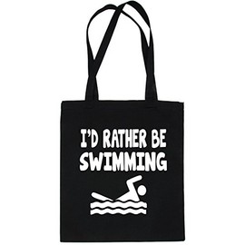 Print4U I'd Rather Be Swimming Swimmer Shopping Tote Bag Ladies Gift Black