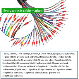 JUXINICE DB37 Male to Bare Wire with Cable Marker, DB37 Cable 26AWG-6.6FT, D-SUB 37-Pin Connector to Single end Cable with Terminal,Multicore 37 Wire All Provided with Wiring Terminals-Black…