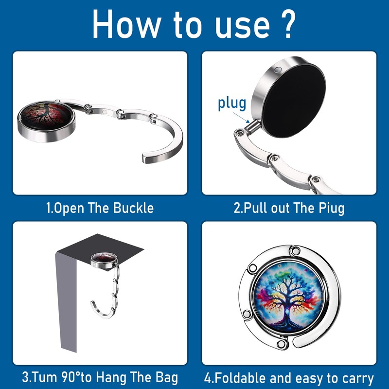 OIDEA Handbag Hook Portable 3 Pieces Hook Handbag Table Hanging