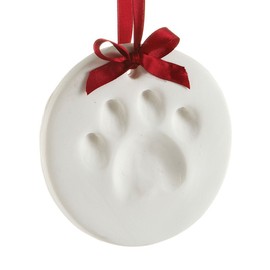 Pearhead Clay Pawprint Christmas Ornament, Pet Owner Holiday Gift, Dog or Cat Paw Print Keepsake, DIY Pawprint Hanging Ornament, Classic Red Ribbon
