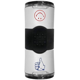 ACCU-Stamp Dual Message Round Stamp, Thumbs Up/Smiley, 5/8" Impression, Red and Blue (032934)