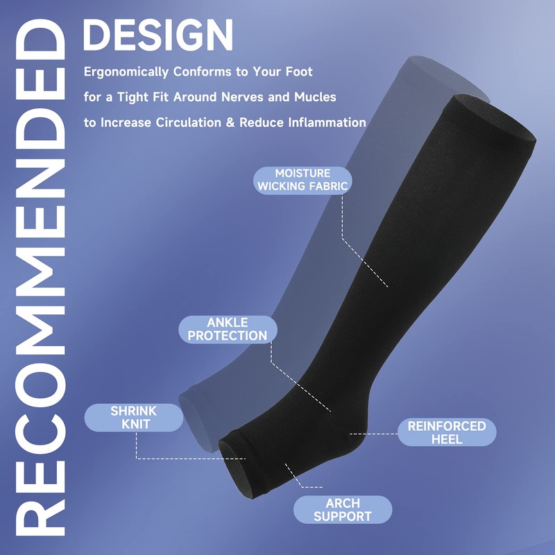 bropite Open Toe Compression Socks for Men & Women -