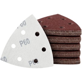 MIDO Professional Abrasive Triangle Sanding Pads 50 Pcs 93 mm 60 Grit Detail Sander Pads 6 Holes Sanding Sheets Sander Sandpaper Hook and Loop Sander Pad