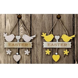 The Tie Co Easter Arts Craft Bonnet Decorations Egg Hunt - Set 2 Wooden Chick Signs