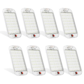 MERTTURM Dome Light for RV Interior, 48LED 800LM Ultra Bright 12 Volt LED White Lights, RV Ceiling Light with Switch Control, Ideal for Car Van Truck Camper Lorry Motorhome Boat(8 Pack)