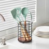 Eden & Willow Rustic Metal Cutlery Holder Basket with Wooden