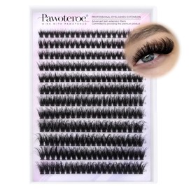 Pawotence Lash Clusters Full 80D Individual Lashes Cluster Eyelash Extensions 10-20mm Mix Eyelash Clusters 240pcs Lash Extension for Self Application at Home (Mink 80D, 0.07D, 10-20mm)