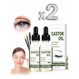 (2 botellas)Sérum aceite de ricino 30 ml, crecimiento y nutrición de pestañas para piel normal,Contiene queratina y aceite de ricino。Mynorcal®